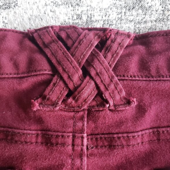 Purple Pink Burgundy Tripp NYC Jeans w T Back Pockets and Criss Cross Details - Picture 5 of 13